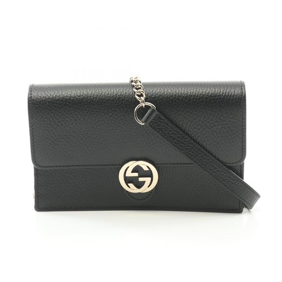 Gucci Interlocking GG Shoulder Bag Leather Black - Picture 1 of 6